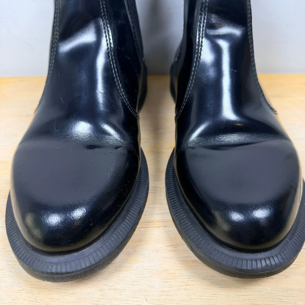 Dr Martens Flora Patent‎ Leather Chelsea Boot Pull On Ankle Black Womens 7 Black